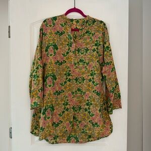 Khaadi Floral Button-Up Tunic - Pink and Green